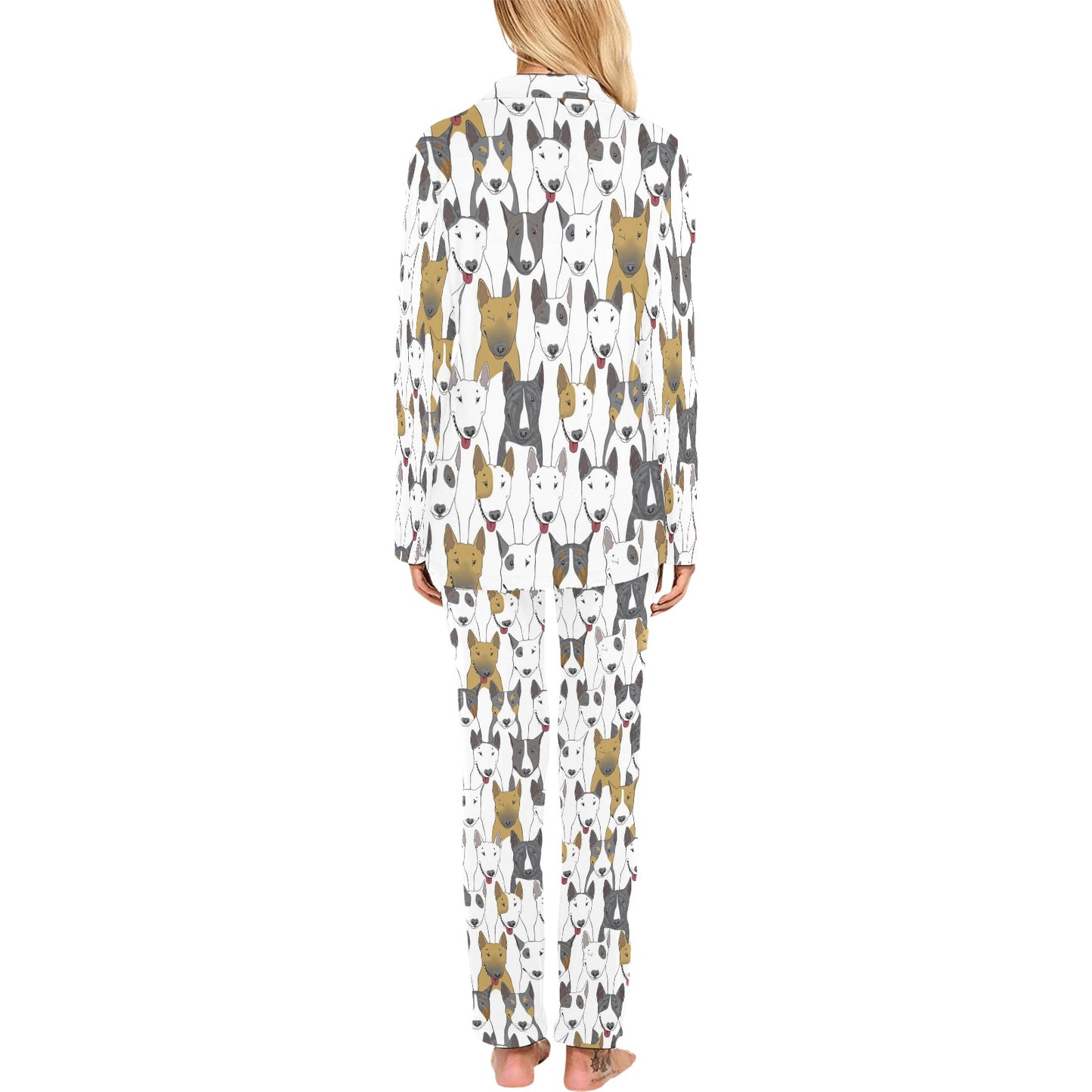 Bull Terriers Pattern Print Design 03 Women's Long Pajama Set