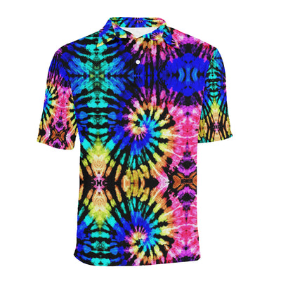 Tie Dye Rainbow Design Print Men Polo Shirt