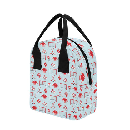 Hockey Red Equipment Print Design LKS305 Insulated Lunch Bag