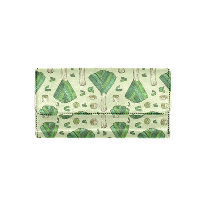 Leek Pattern Print Design 04 Women's Trifold Wallet
