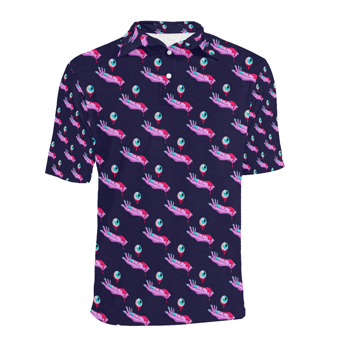 Zombie Pink Hand Design Pattern Print Men Polo Shirt