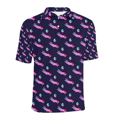 Zombie Pink Hand Design Pattern Print Men Polo Shirt