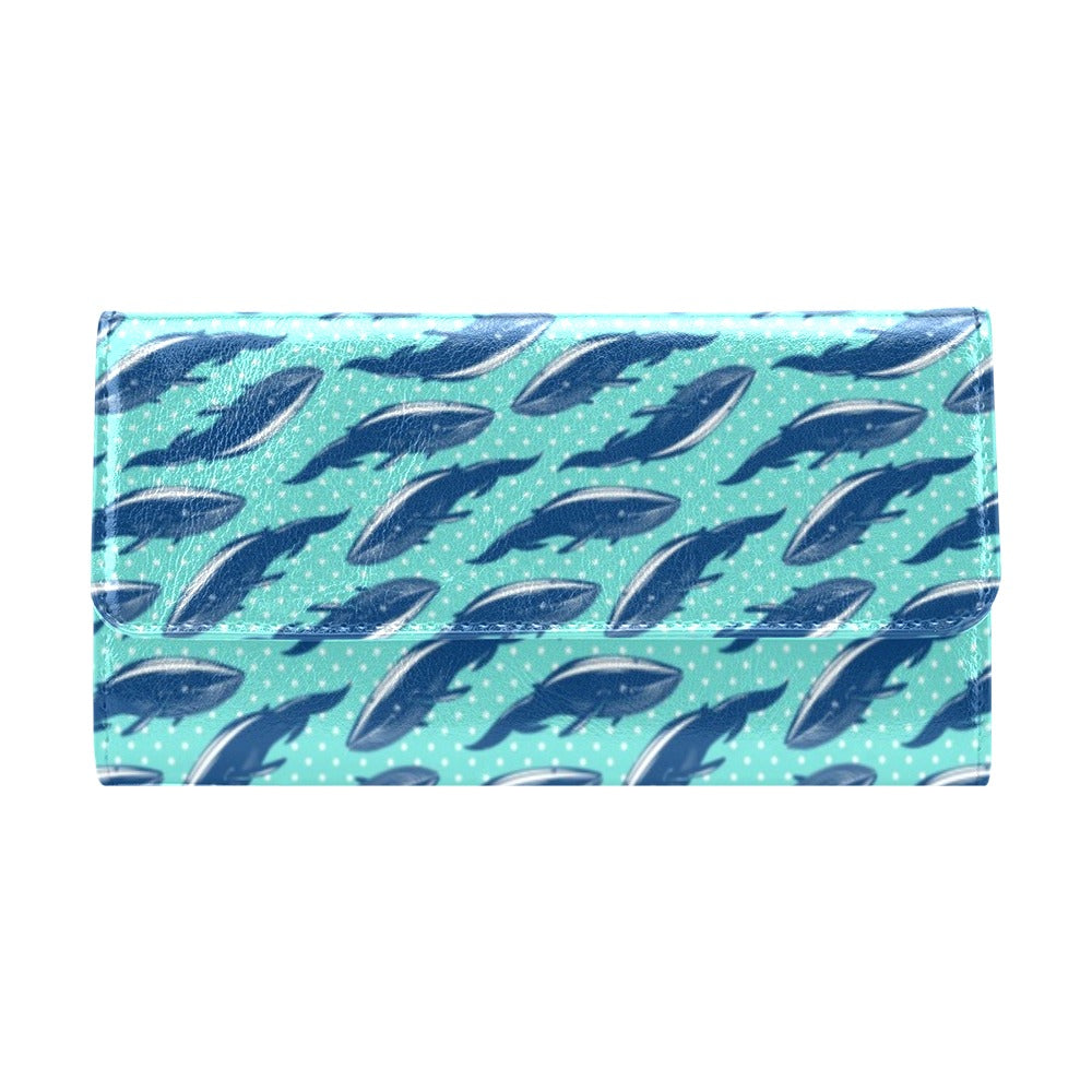 Whale Polka Dot Design Themed Print Women's Trifold Wallet