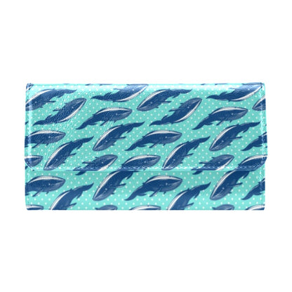 Whale Polka Dot Design Themed Print Women's Trifold Wallet