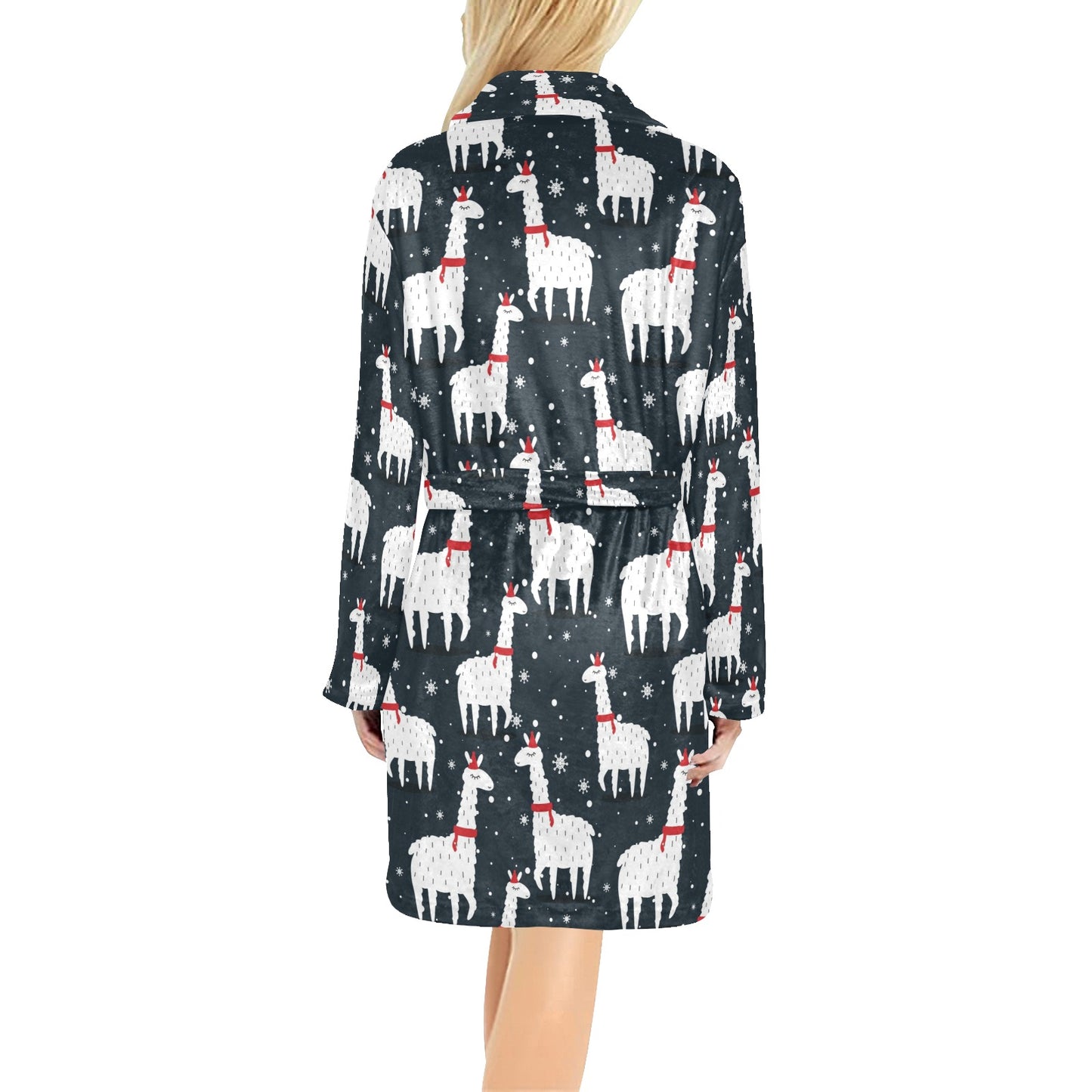 Alpaca Pattern Print Design 04 Women's Fleece Robe