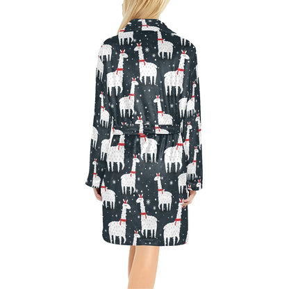 Alpaca Pattern Print Design 04 Women's Fleece Robe
