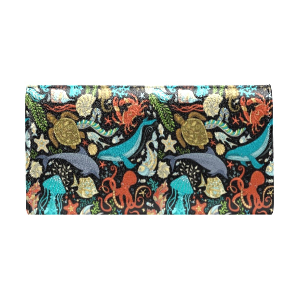 Underwater Animal Print Design LKS301 Women's Trifold Wallet