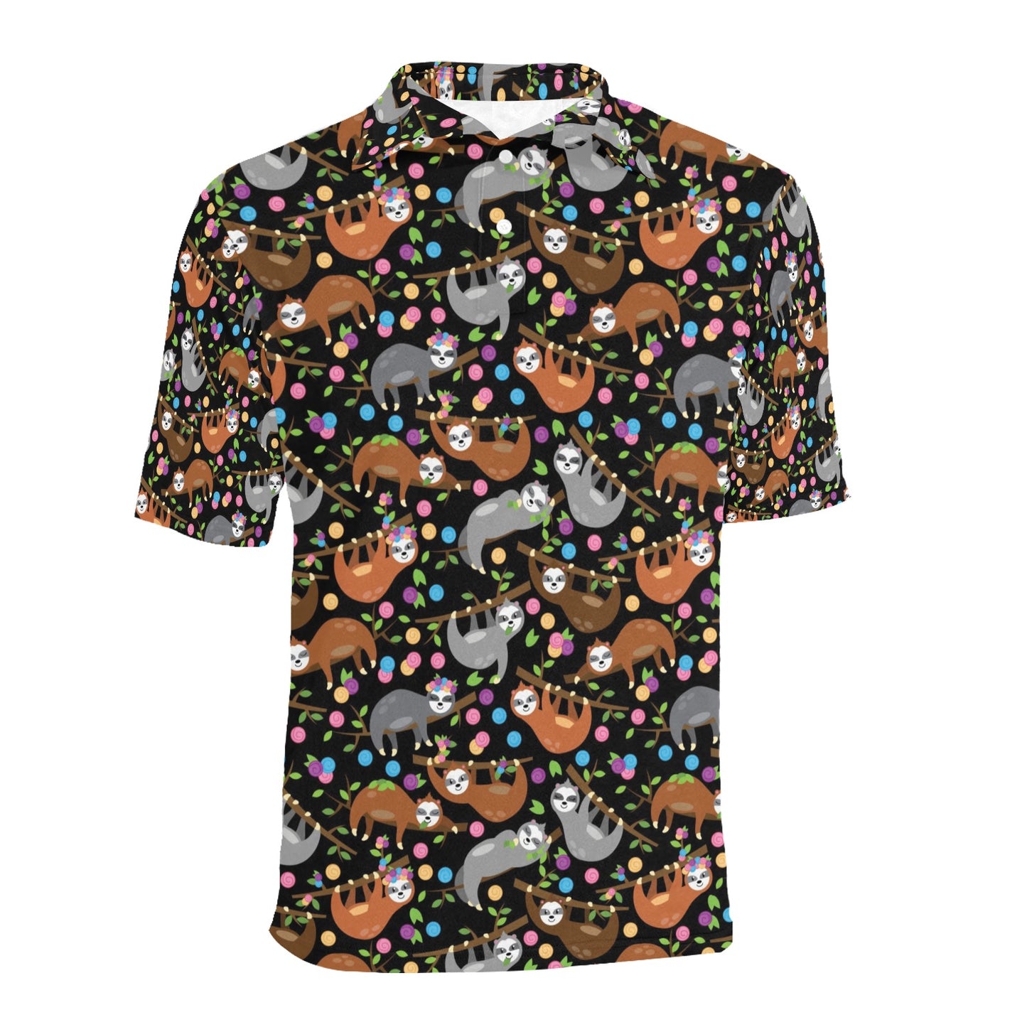 Sloth Print Design LKS306 Men Polo Shirt