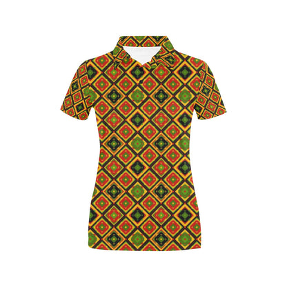 Rasta Reggae Color Pattern Women's Polo Shirt