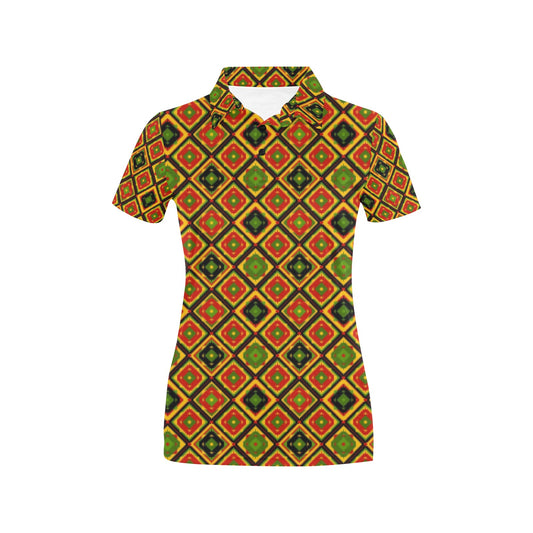 Rasta Reggae Color Pattern Women's Polo Shirt