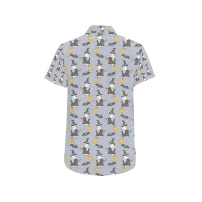 Witch Print Design LKS307 Men Short Sleeve Button Up Shirt