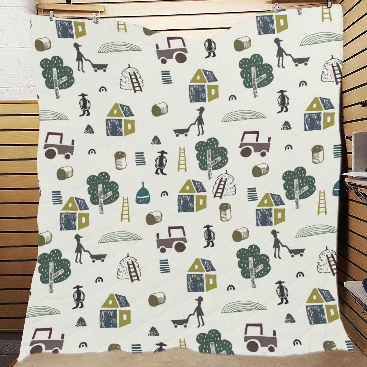 Agricultural Farm Print Design 01 Premium Quilt