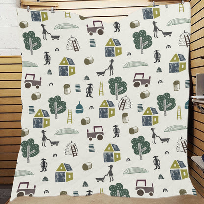 Agricultural Farm Print Design 01 Premium Quilt