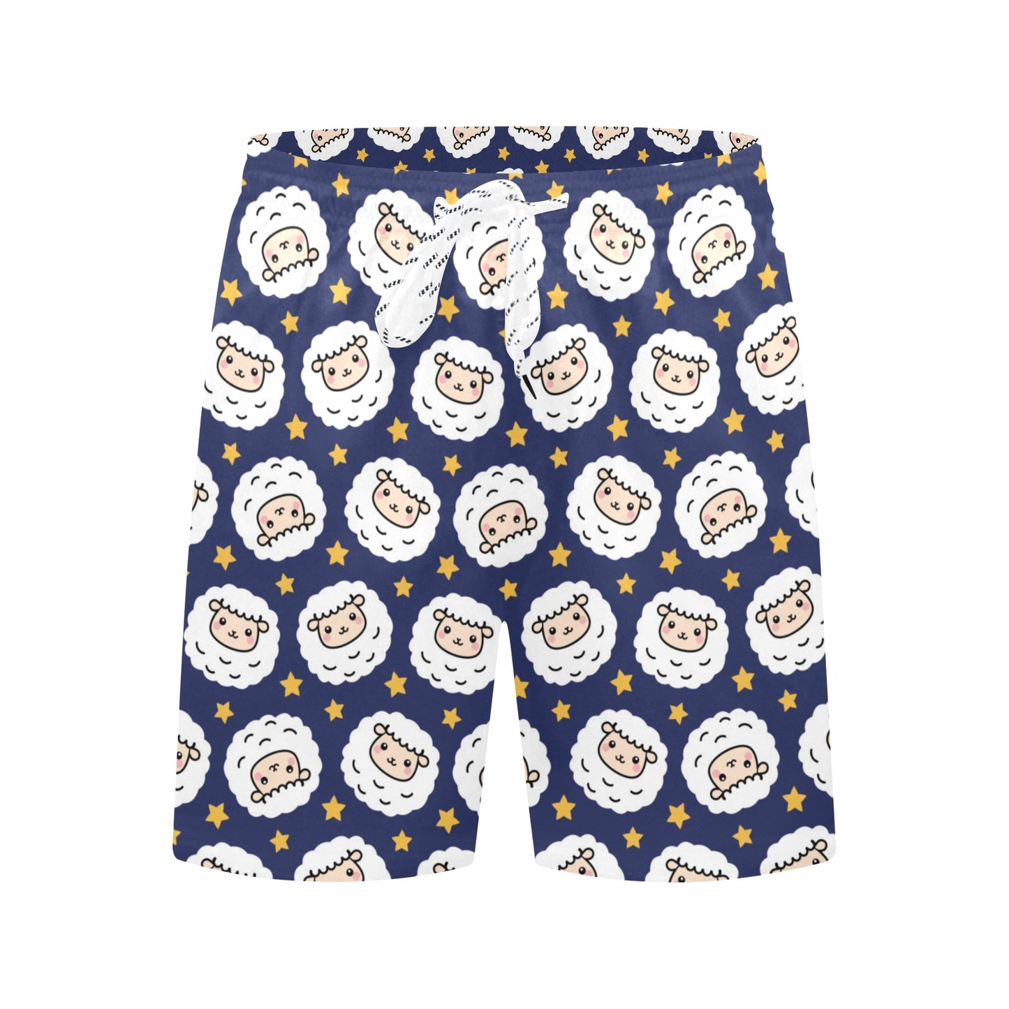 Sheep Print Design LKS402 Men's Swim Trunks Beach Shorts
