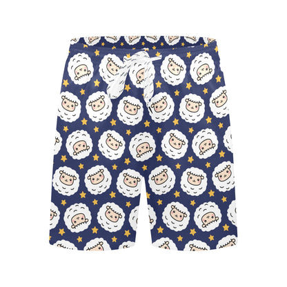 Sheep Print Design LKS402 Men's Swim Trunks Beach Shorts