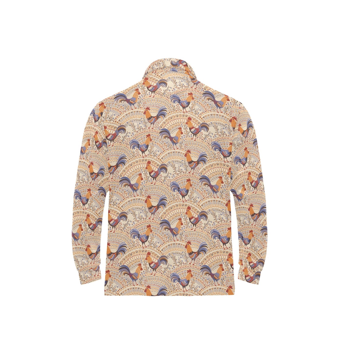 Chicken Boho Style Pattern Long Sleeve Polo Shirt For Men's