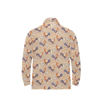 Chicken Boho Style Pattern Long Sleeve Polo Shirt For Men's