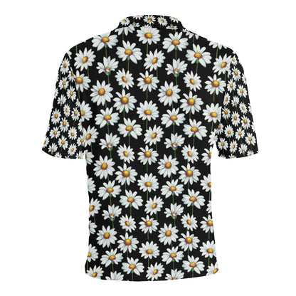 Daisy Print Pattern Men Polo Shirt