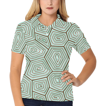 Sea Turtle Skin Print Women's Polo Shirt
