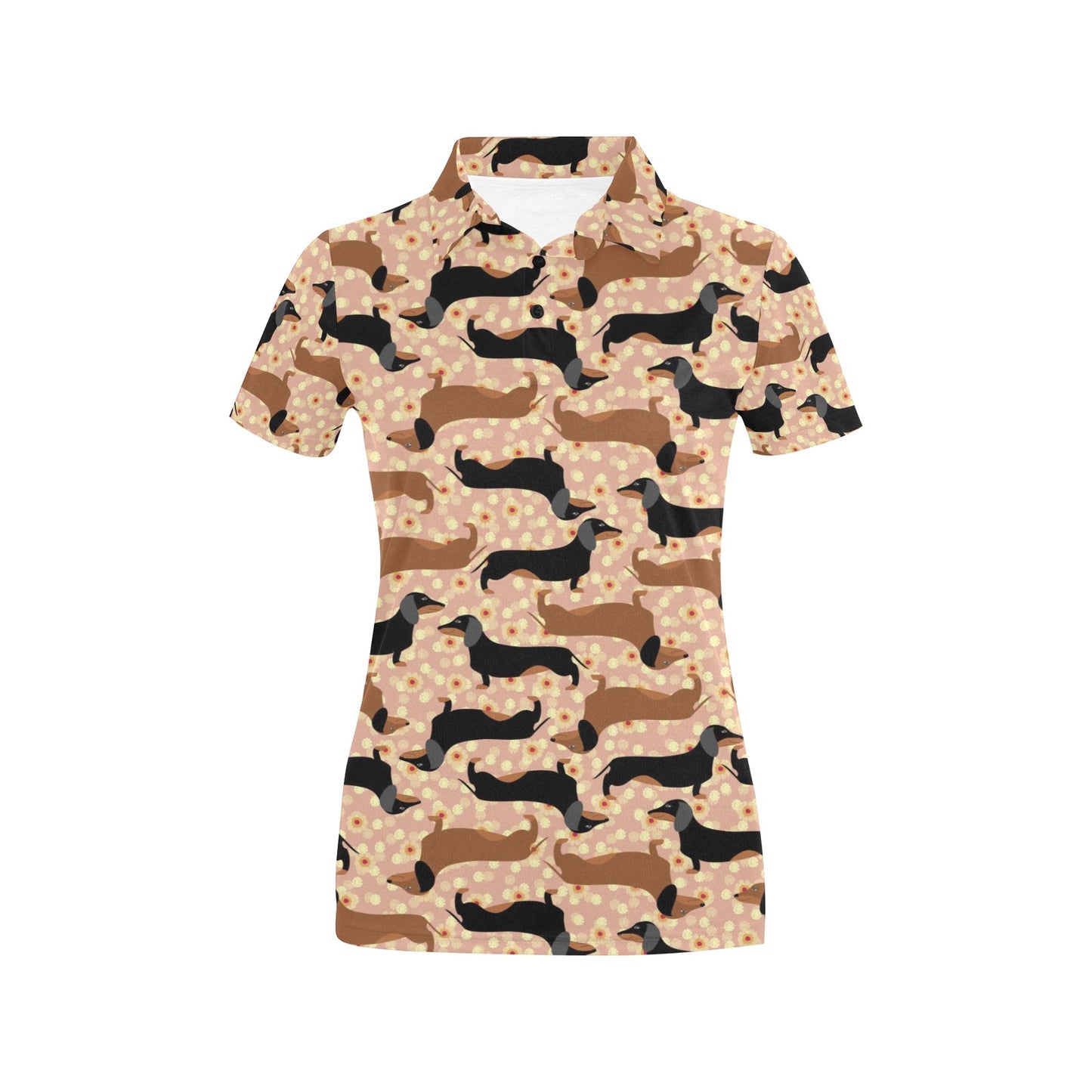 Dachshund Pattern Print Design 011 Women's Polo Shirt