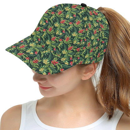Tropical Folower Red Heliconia Print Snapback Cap