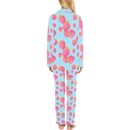 Strawberry Pattern Print Design SB04 Women's Long Pajama Set