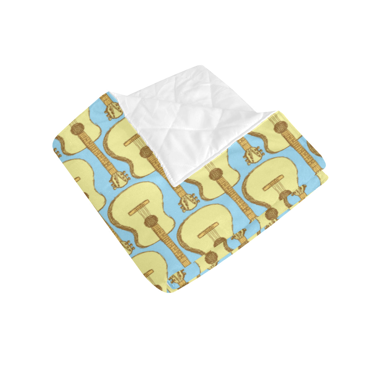 Acoustic Guitar Pattern Print Design 03 Premium Quilt