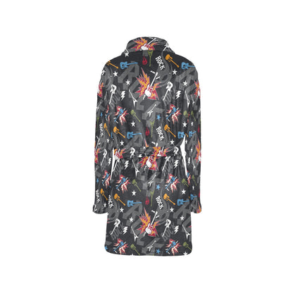 Rock and Roll Pattern Print Design A01 Women's Fleece Robe