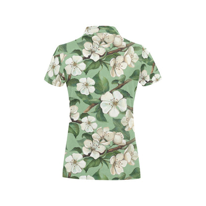 Apple blossom Pattern Print Design AB02 Women's Polo Shirt