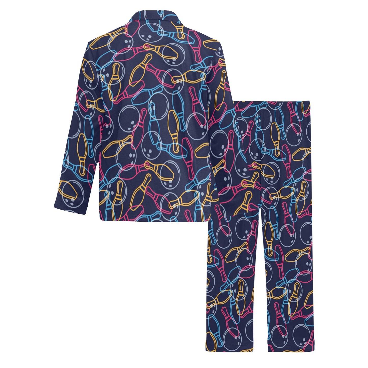 Bowling Pattern Print Design 07 Men's Long Pajama Set