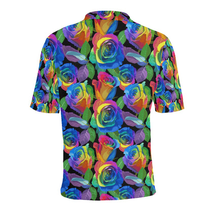 Rose Pattern Print Design RO02 Men Polo Shirt