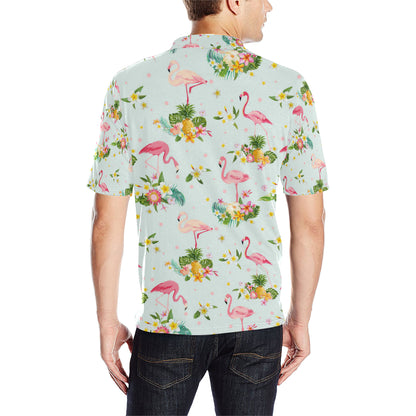 Flamingo Sweet Pattern Men Polo Shirt