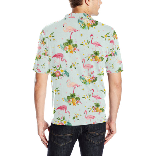 Flamingo Sweet Pattern Men Polo Shirt