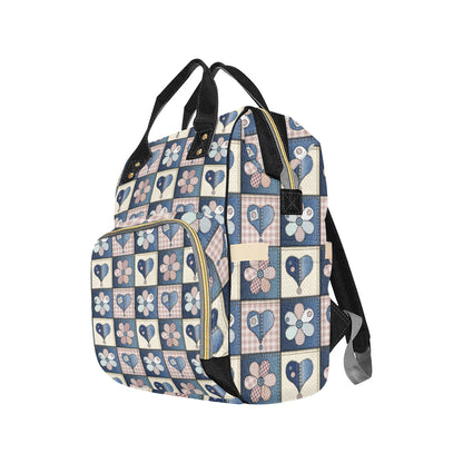 Patchwork Heart Flower Pattern Print Design 01 Diaper Bag Backpack