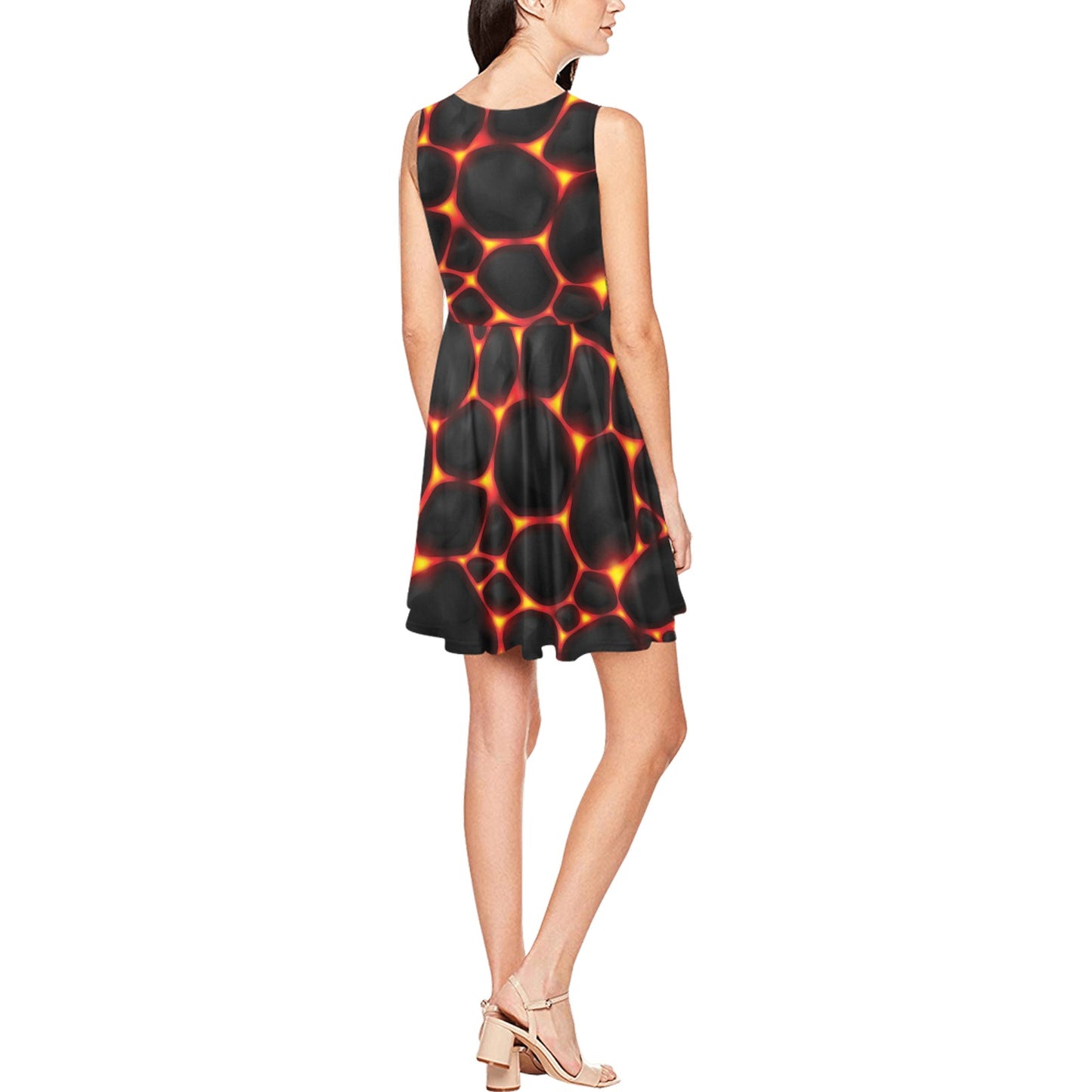 Lava Pattern Print Design 01 Sleeveless Dress