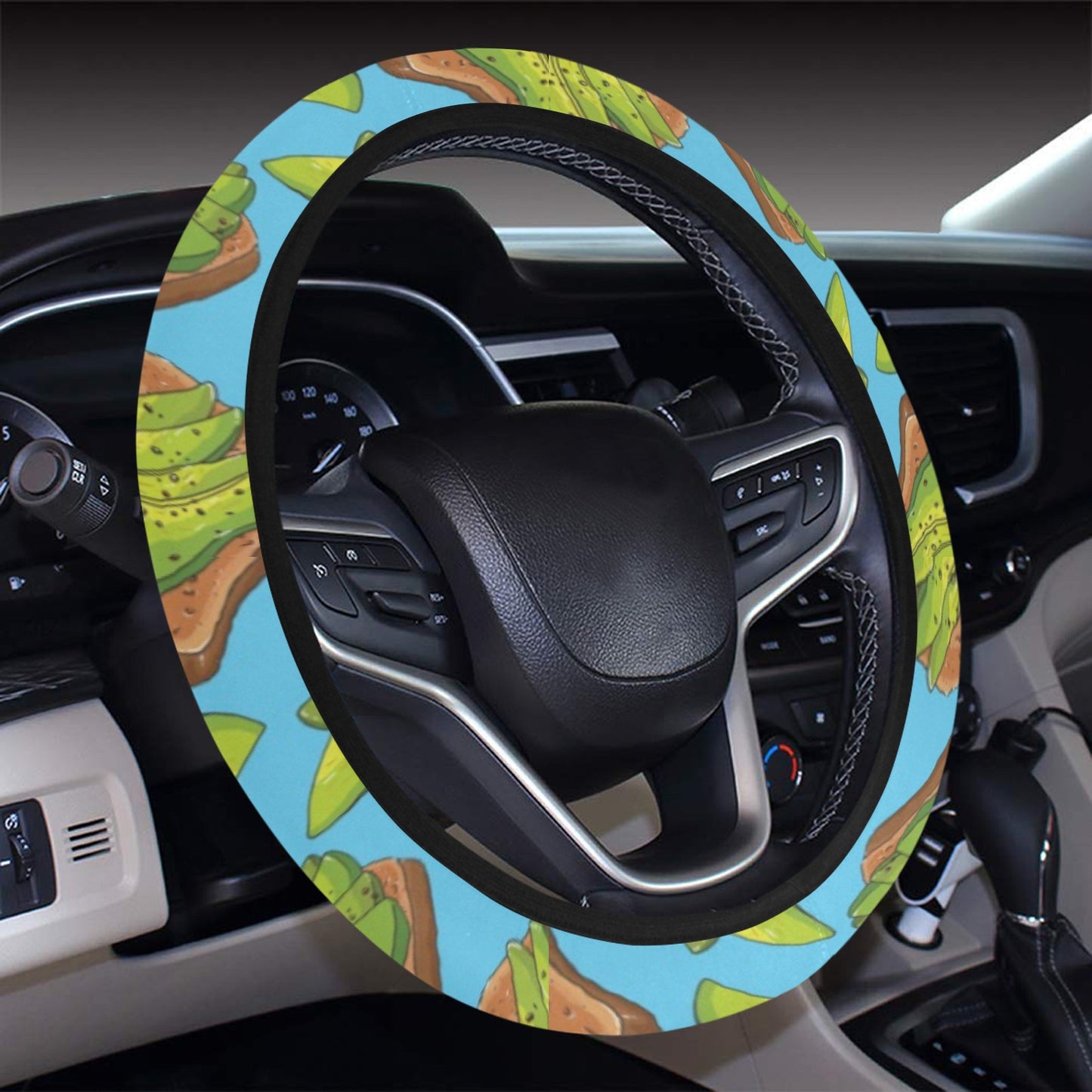 Sandwich Avocado Print Design LKS306 Steering Wheel Cover with Elastic Edge