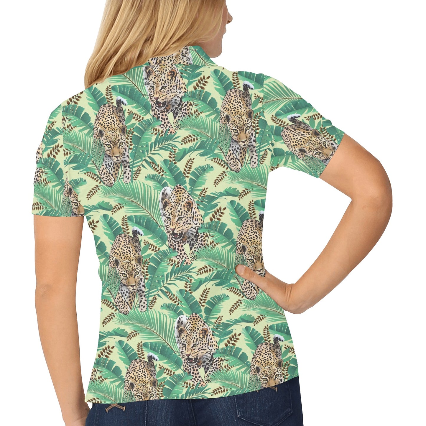 Leopard Pattern Print Design 03 Women's Polo Shirt