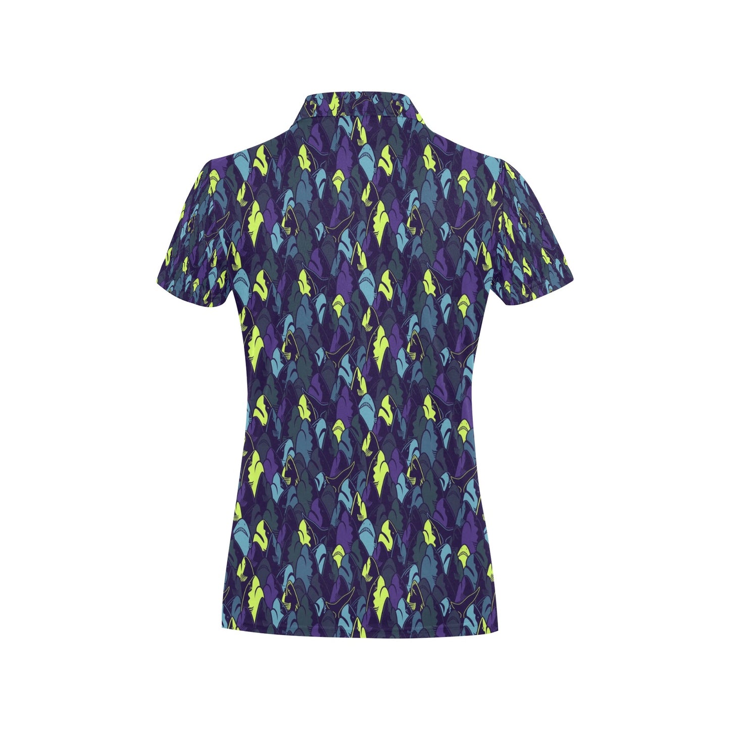Shark Neon color Print Women's Polo Shirt