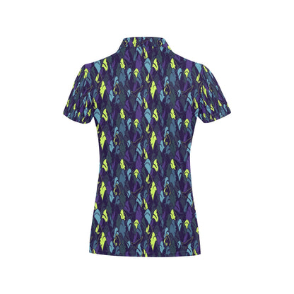 Shark Neon color Print Women's Polo Shirt