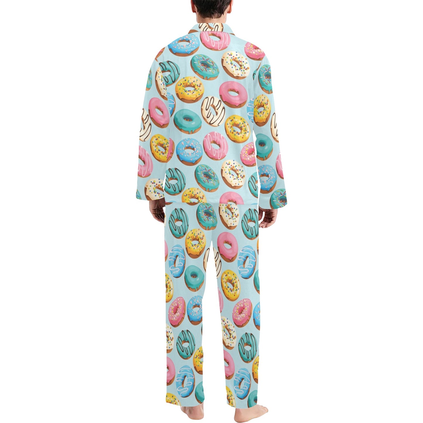 Donut Pattern Print Design DN05 Men's Long Pajama Set