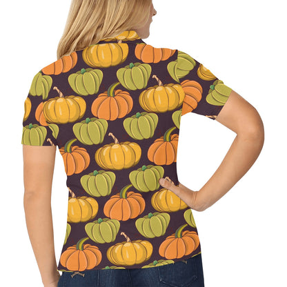 Pumpkin Pattern Print Design A01 Women's Polo Shirt