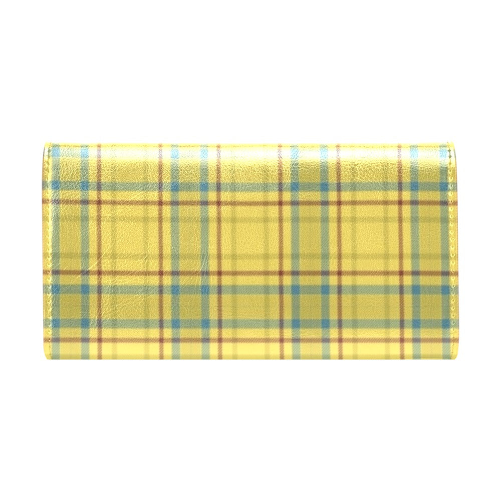 Tartan Yellow Print Design LKS301 Women's Trifold Wallet