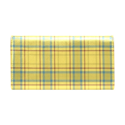 Tartan Yellow Print Design LKS301 Women's Trifold Wallet