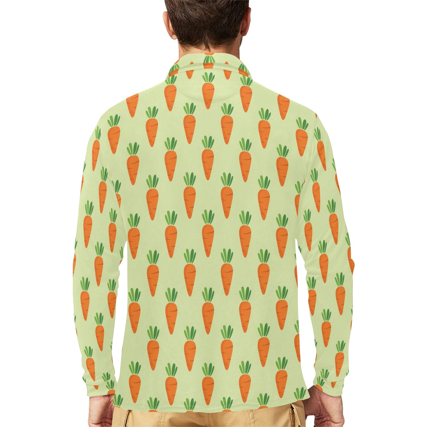 Carrot Pattern Print Design 02 Long Sleeve Polo Shirt For Men's