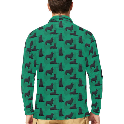 Belgian Sheepdog Pattern Print Design 01 Long Sleeve Polo Shirt For Men's