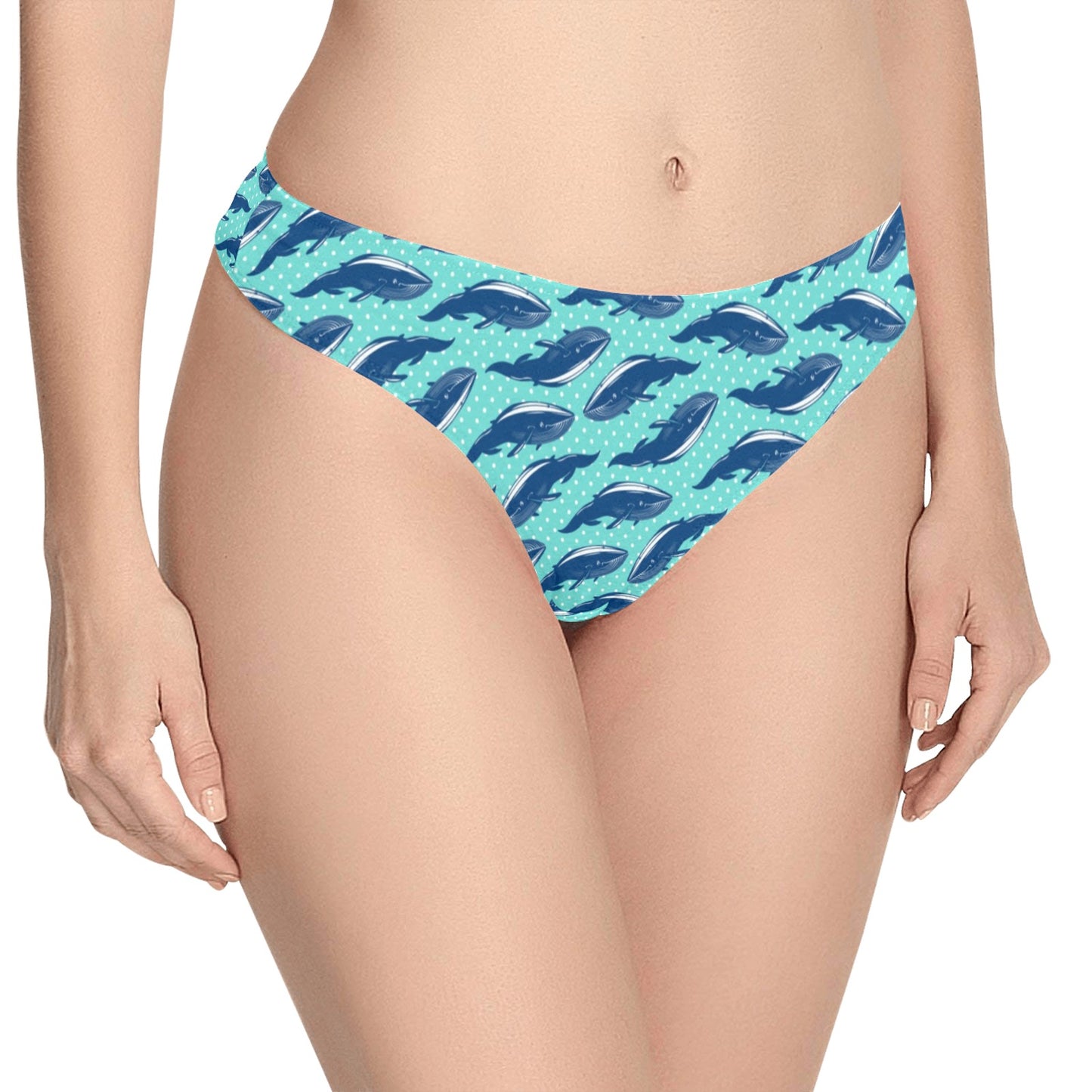 Whale Polka Dot Design Themed Print Women's Thongs