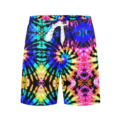 Tie Dye Rainbow Design Print Men's Swim Trunks Beach Shorts