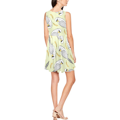 Parakeet Pattern Print Design A03 Sleeveless Dress