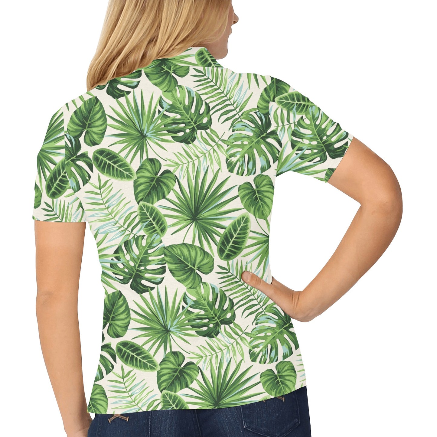 Palm Leaf Pattern Print Design A01 Women's Polo Shirt