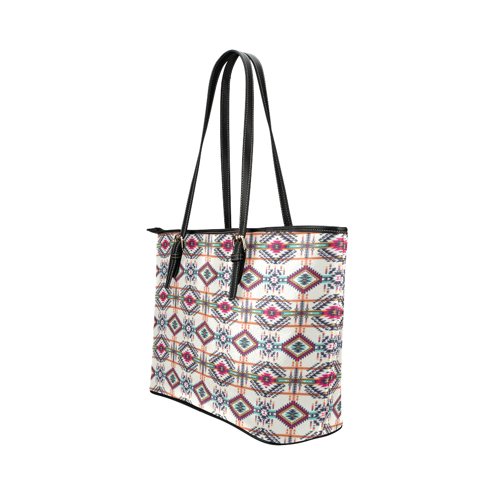 Indian Navajo Art Themed Design Print Leather Tote Bag